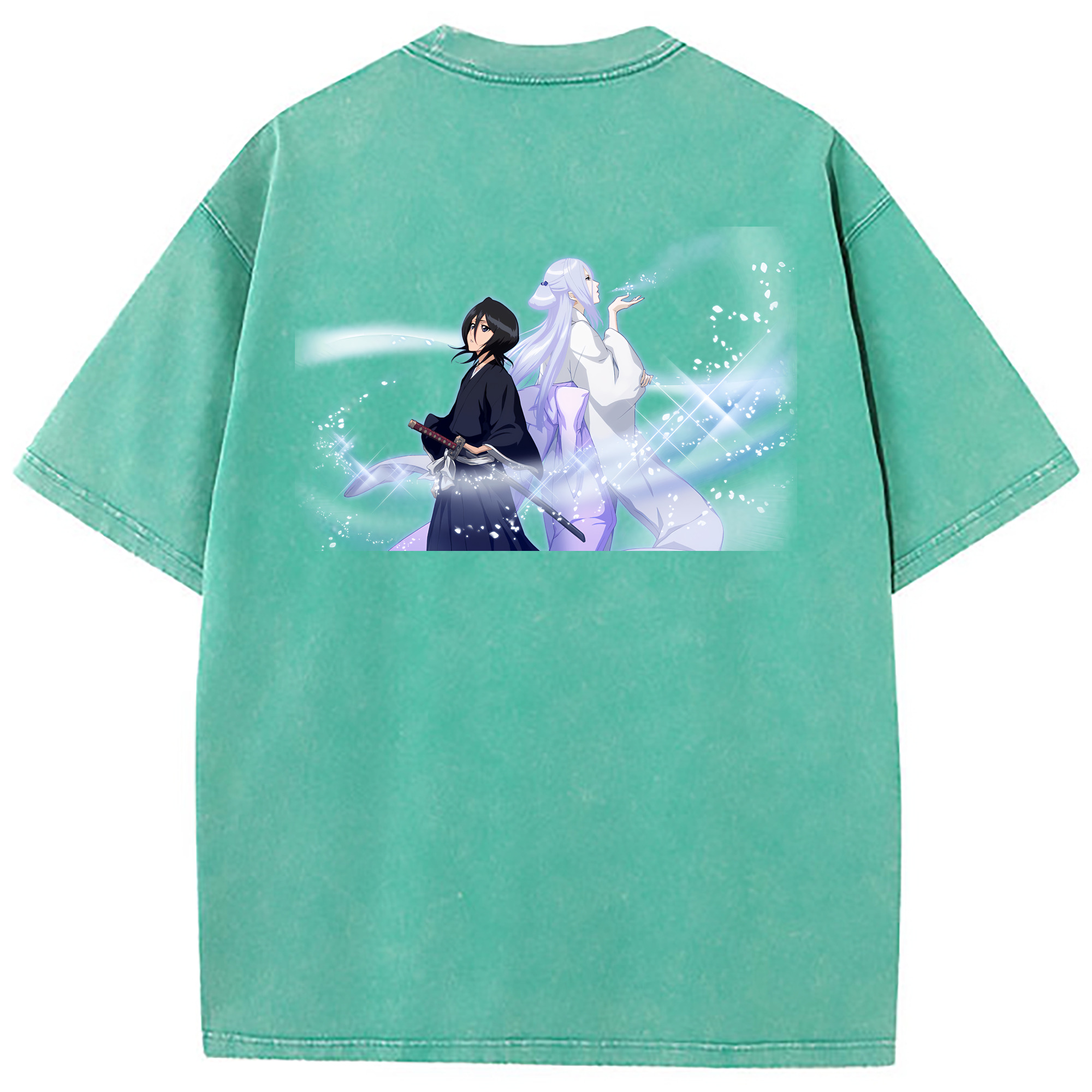 （画像用） ブリーチ 朽木ルキア BLEACH Kuchiki Rukia 綿100% ヴィンテージ風 半袖Tシャツ（背面プリント）